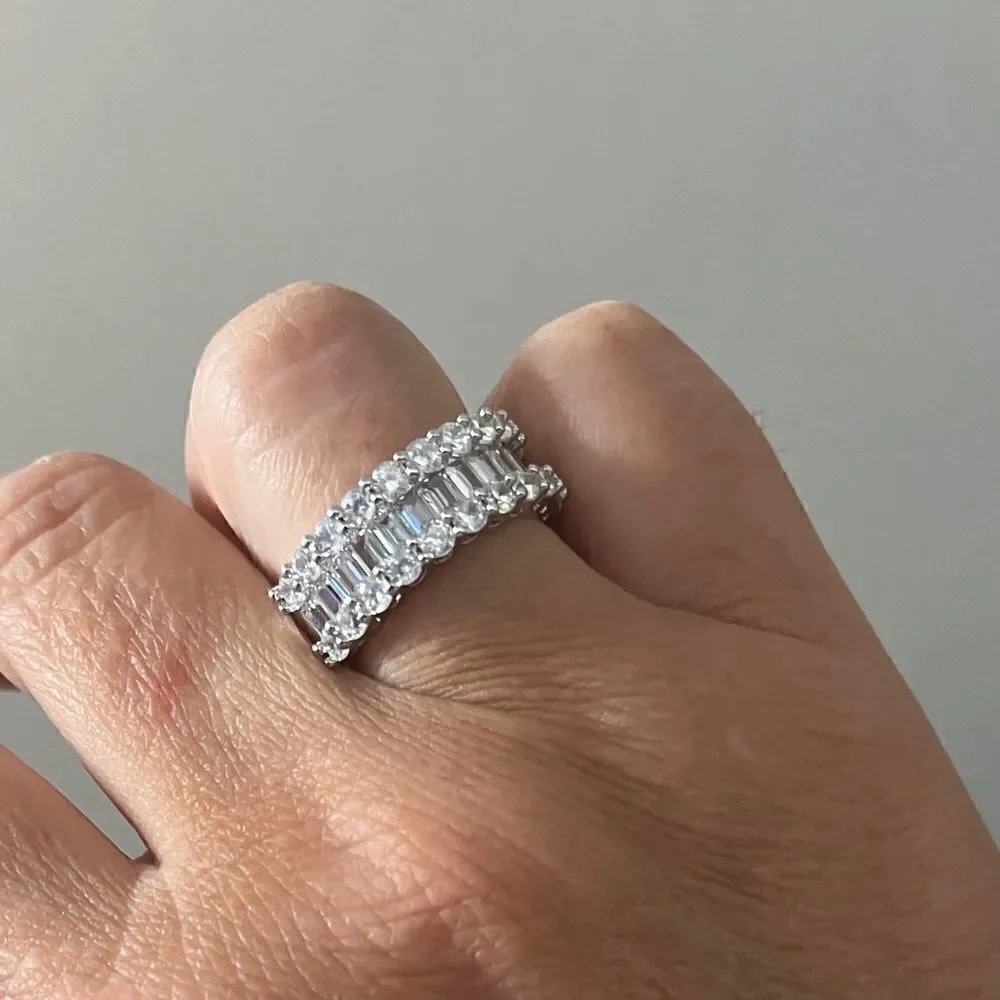 The Mistress Classic 925 Silver White Sapphire band ring sz 8